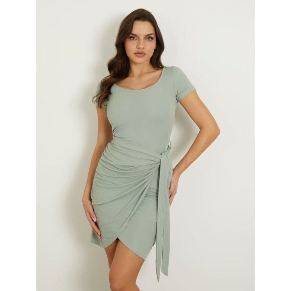 Guess Front Bow Bodycon Mini Dress Size Small GREEN $98